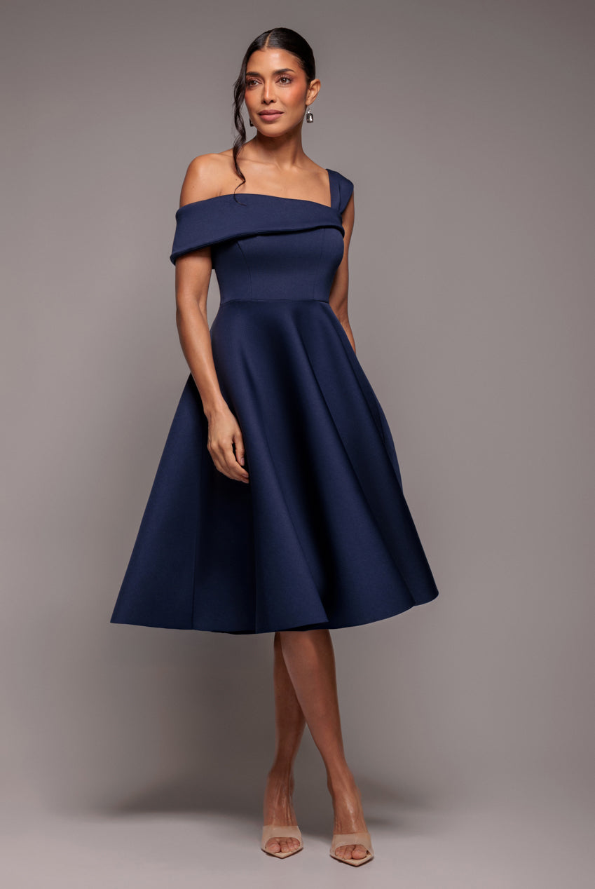 Goddiva One Shoulder A Line Midi Dress