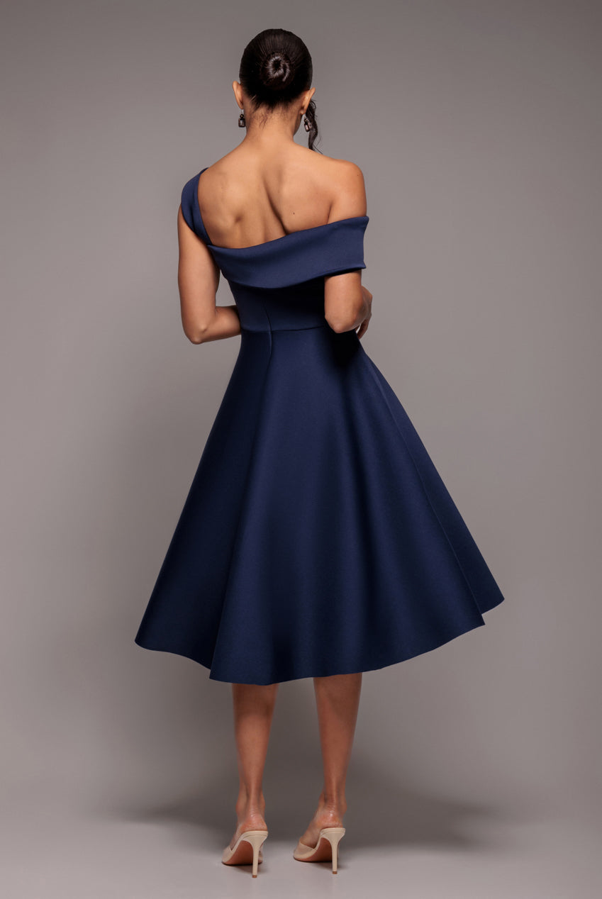 Goddiva One Shoulder A Line Midi Dress