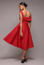 Goddiva One Shoulder A Line Midi Dress