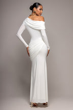 Goddiva OFF SHOULDER GATHERED PANEL SOFT TOUCH MAXI DRESS BY GODDIVA