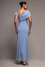 Goddiva ASYMMETRIC NECK GATHERED WAIST MAXI DRESS BY GODDIVA