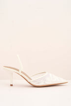 Romina Bead Embellished Mesh Slingback Court Shoes In White by Miss Diva - 13GB 17 WHT