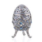 Silver Faberge Egg with Blue Crystals