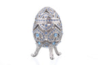 Silver Faberge Egg with Blue Crystals