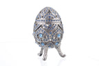Silver Faberge Egg with Blue Crystals