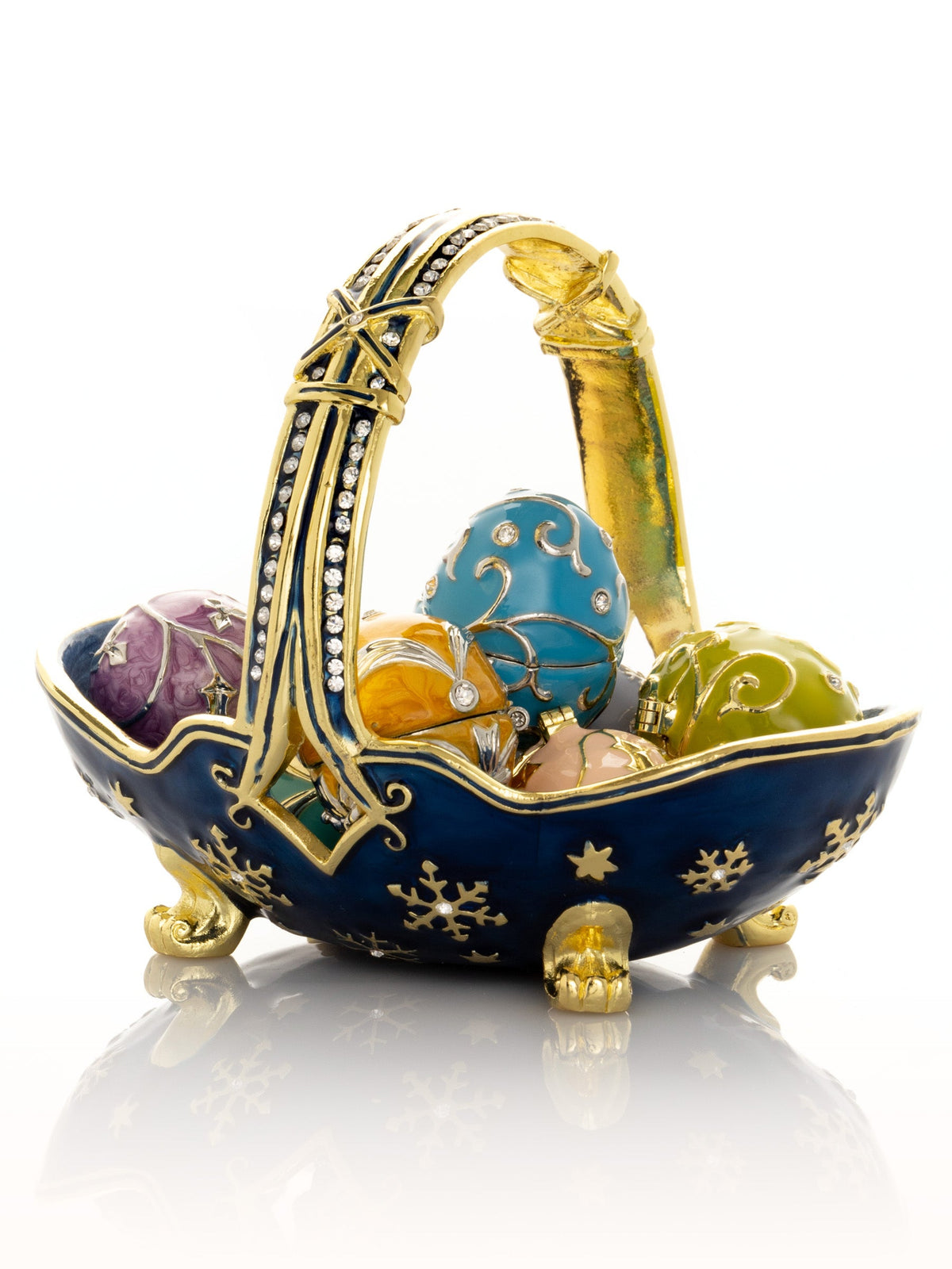 Blue Basket Carring Small Faberge Eggs