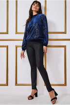 Goddiva Patterned Sequin Embroidered Velvet Jumper