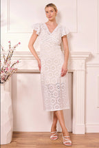White Lace Midi Dress by Angeleye - J040229