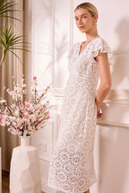 White Lace Midi Dress by Angeleye - J040229