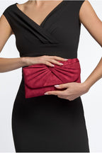 Burgundy Suede Clutch Bag With Knot Detail by Aftershock London - ALJ2724