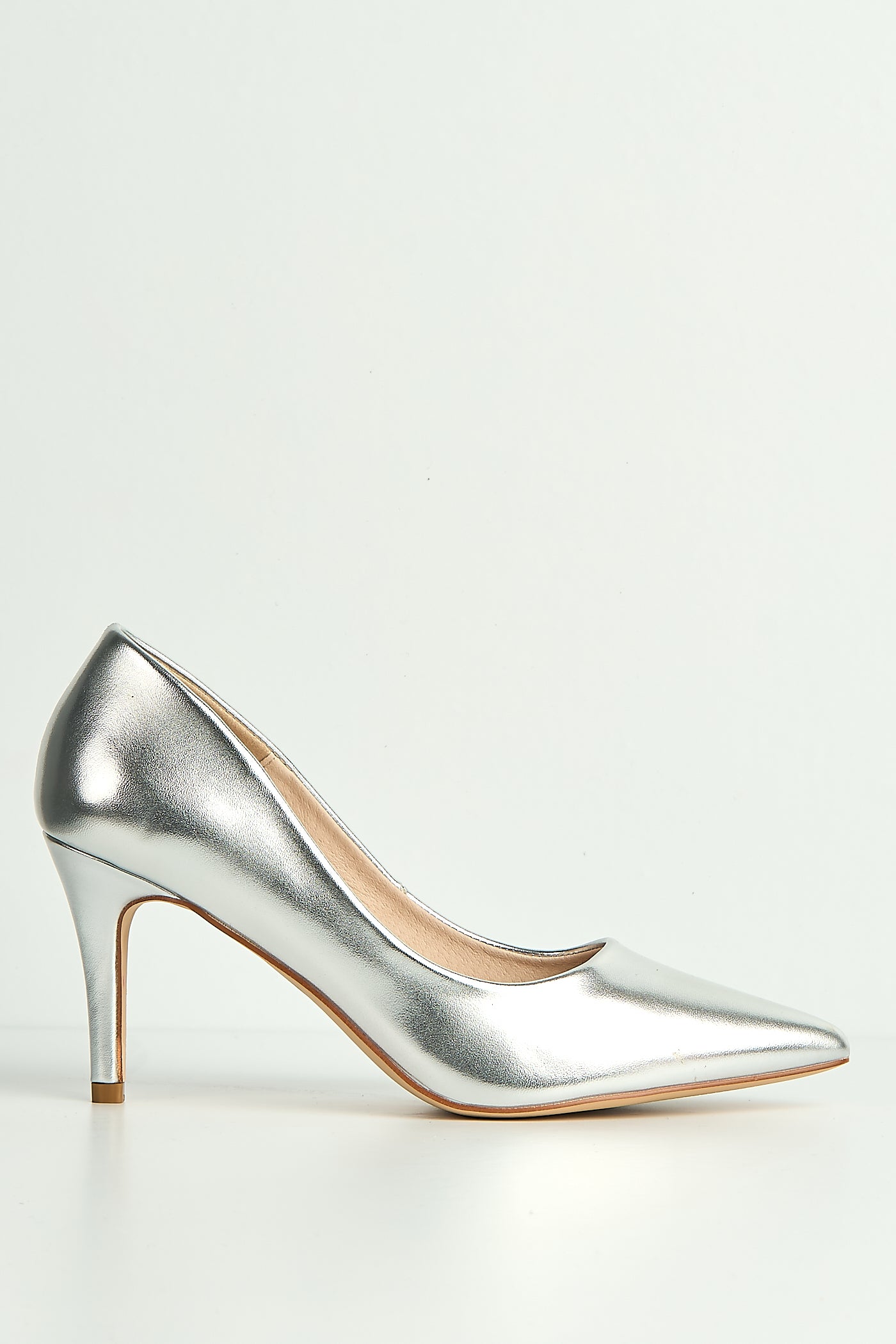 Ingrid Pointed Toe Court Heels In Silver by Miss Diva - 1626 10 SVR