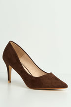 Ingrid Pointed Toe Court Heels In Chocolate by Miss Diva - 1626 10 CHOC