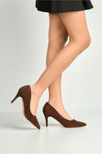 Ingrid Pointed Toe Court Heels In Chocolate by Miss Diva - 1626 10 CHOC