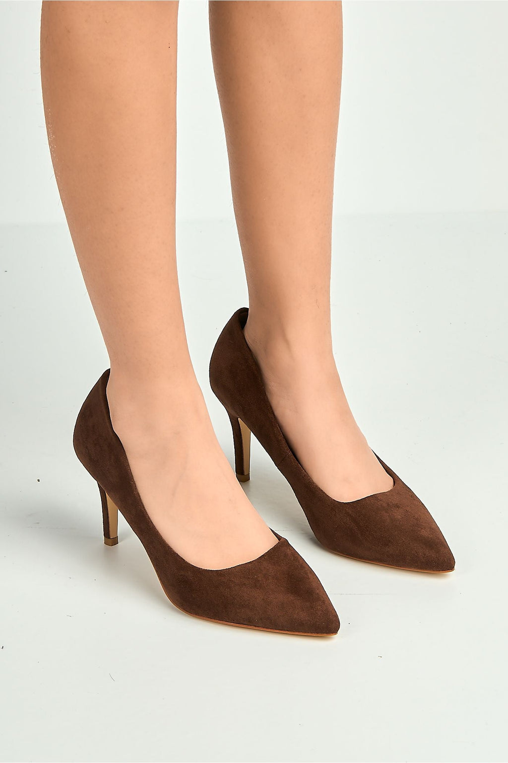 Ingrid Pointed Toe Court Heels In Chocolate by Miss Diva - 1626 10 CHOC