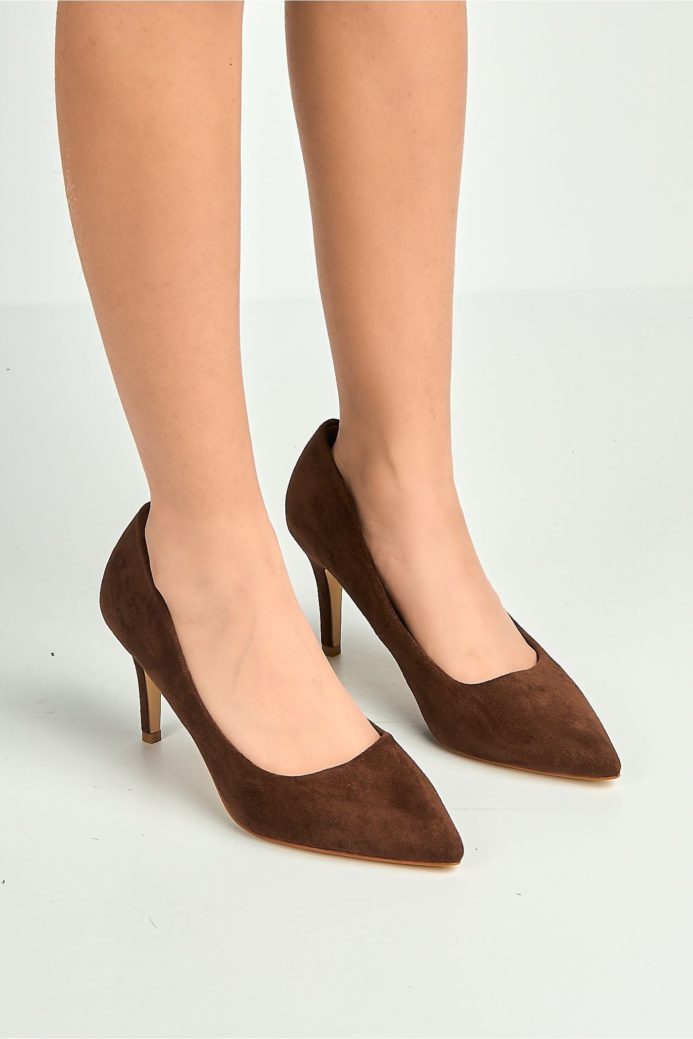 Ingrid Pointed Toe Court Heels In Chocolate by Miss Diva - 1626 10 CHOC