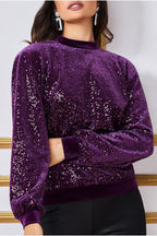 Goddiva Patterned Sequin Embroidered Velvet Jumper