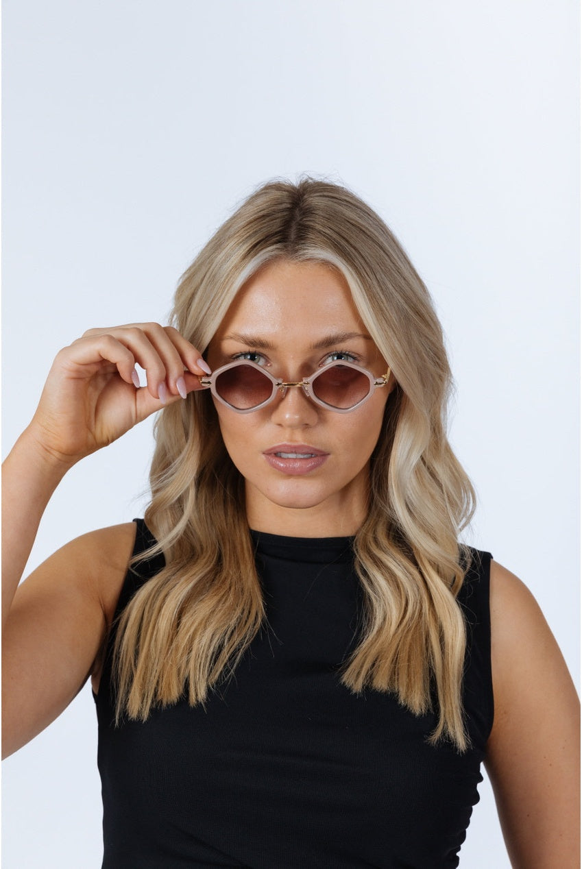 Diamond Shape Sunglasses In Nude by SVNX - SG2501128