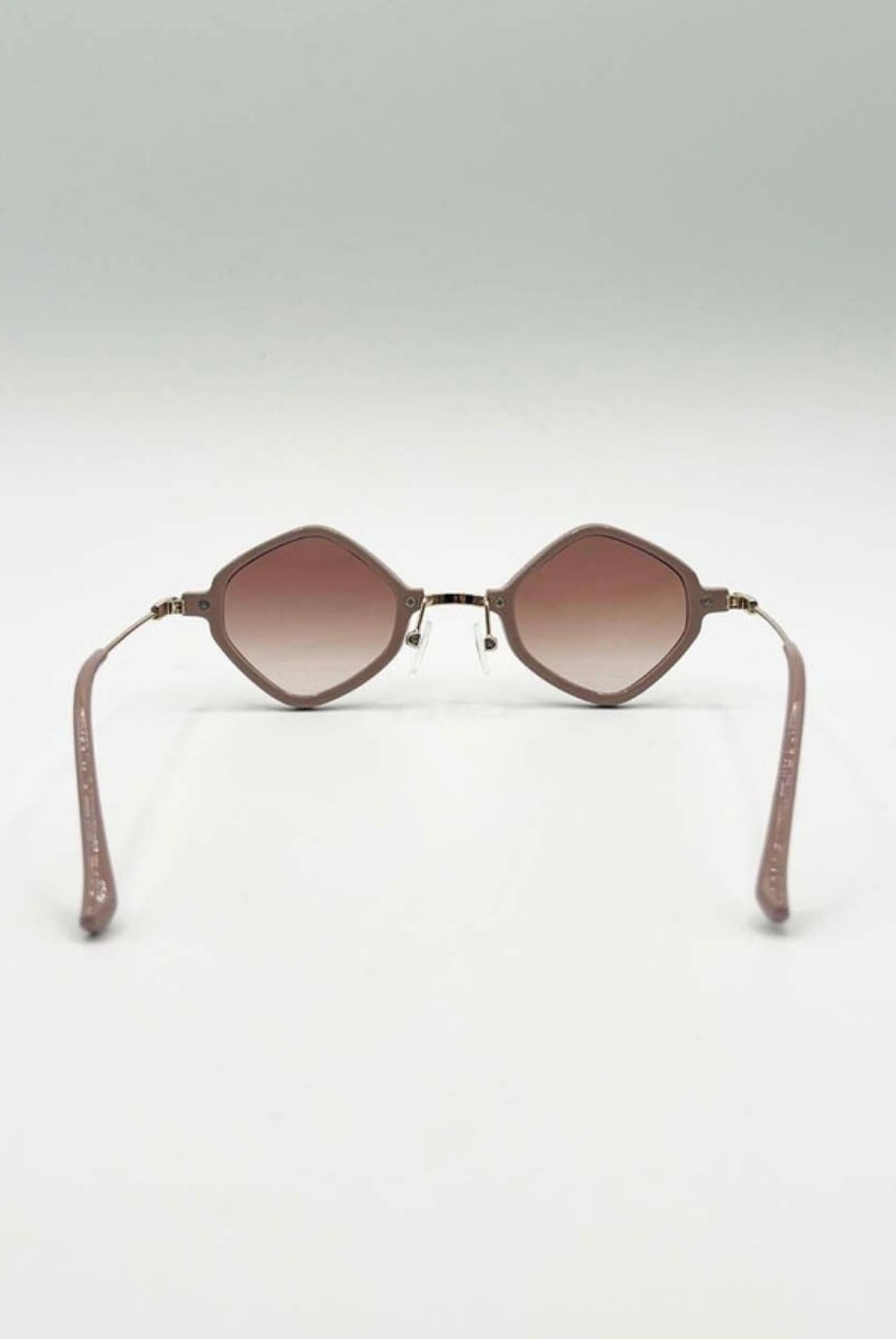Diamond Shape Sunglasses In Nude by SVNX - SG2501128