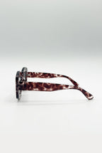 Oversized Chunky Rectangle Sunglasses In Brown Multi by SVNX - SG2510206