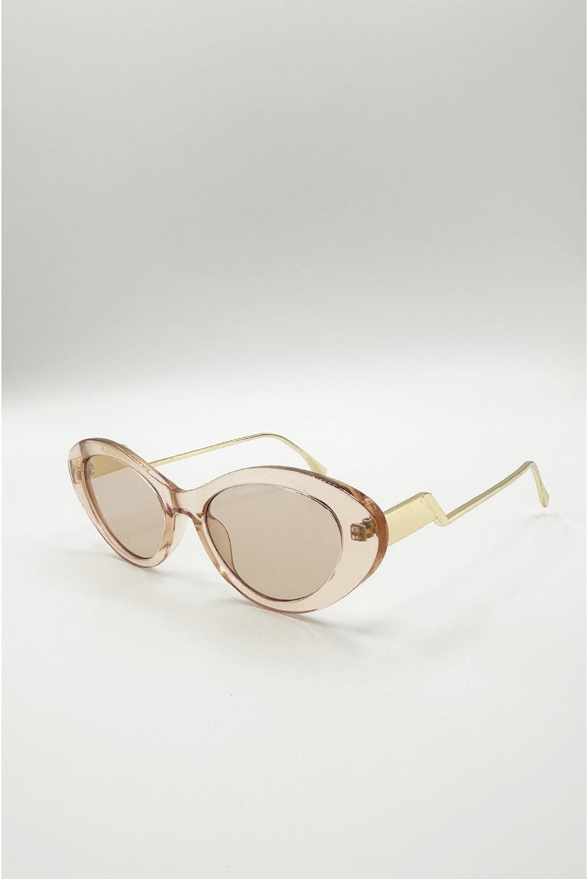 Cat Eye Metal Side Detail Sunglasses In Champagne by SVNX - SG2600934