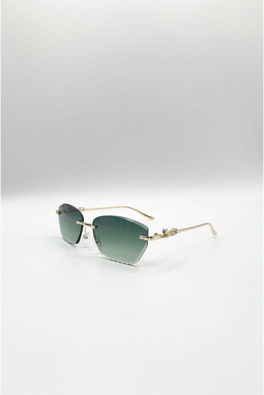 Cat Eye Rimless Sunglasses In Green by SVNX - SG2601217