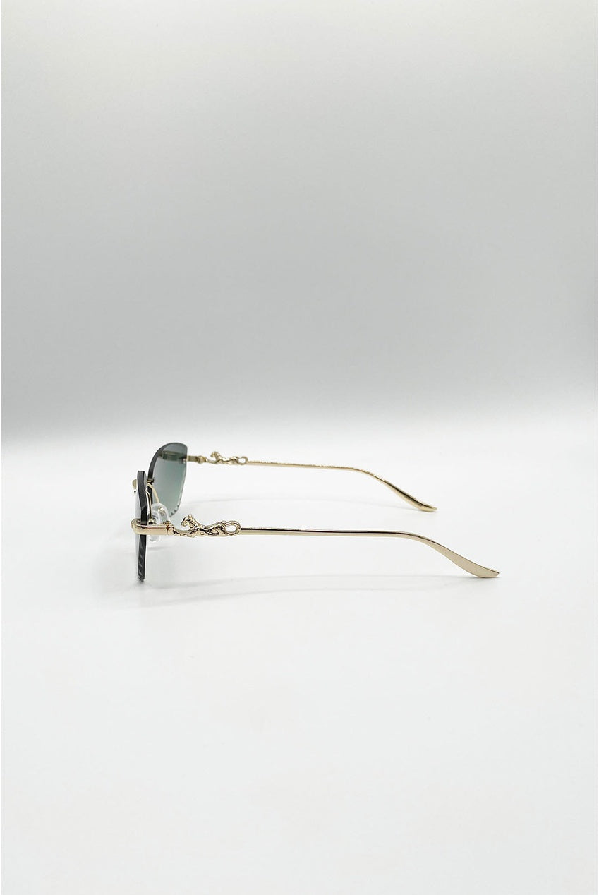Cat Eye Rimless Sunglasses In Green by SVNX - SG2601217