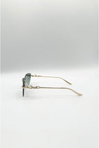 Cat Eye Rimless Sunglasses In Green by SVNX - SG2601217