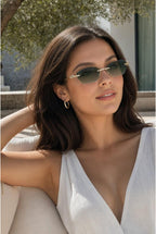 Cat Eye Rimless Sunglasses In Green by SVNX - SG2601217