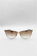 Roung Flat Top Metal Sunglasses In Brown by SVNX - SG2602306