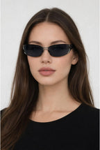 Retangle Wrap Around Metal Sunglasses In Gun Metal by SVNX - SG2602402