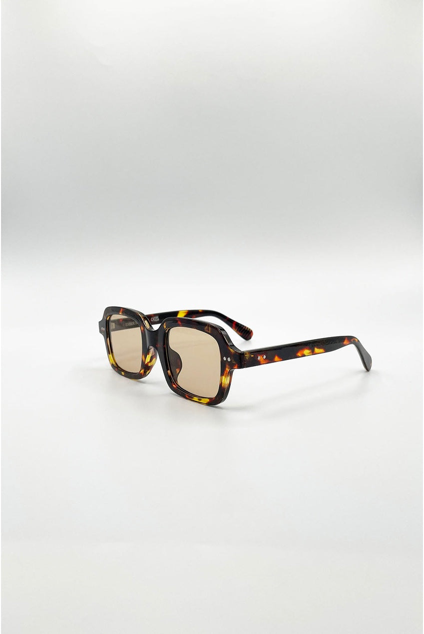 Bold Square Sunglasses In Tortoiseshell by SVNX - SG2603105