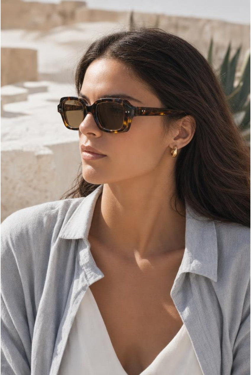 Bold Square Sunglasses In Tortoiseshell by SVNX - SG2603105