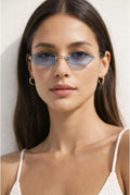 Rimless Oval Hexagon Sunglasses by SVNX - SG2604020