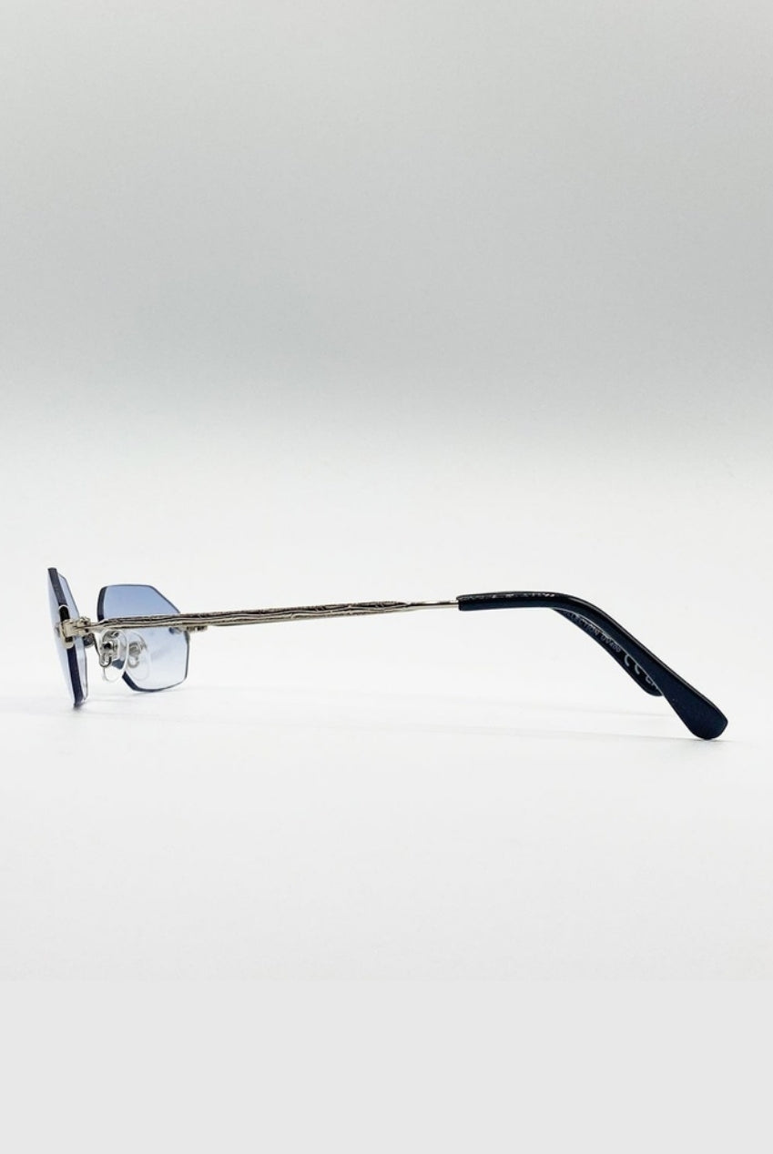 Rimless Oval Hexagon Sunglasses by SVNX - SG2604020