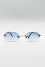 Rimless Oval Hexagon Sunglasses by SVNX - SG2604020