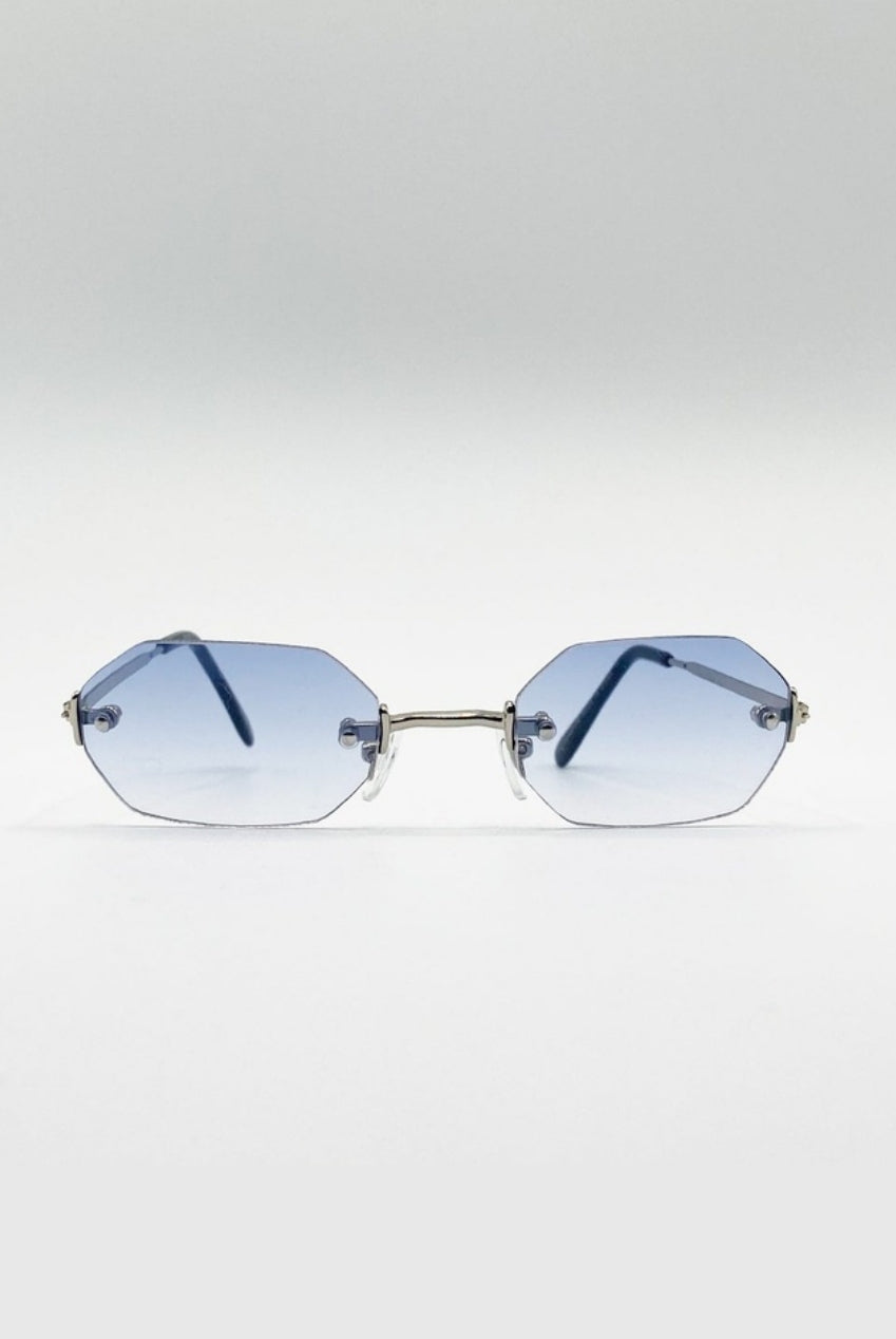 Rimless Oval Hexagon Sunglasses by SVNX - SG2604020