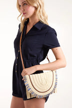 Woven Fringe Detail Clutch Bag With Attachable Strap by Blue Vanilla - SS24134B001