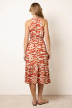Blurred Tiered Halter Neck Midi Dress by Blue Vanilla - SS26093B153