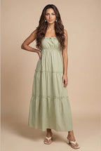 Sage Ruched Tiered Maxi Dress by Urban Bliss - 40DRS38735 C31