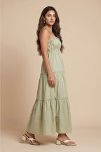 Sage Ruched Tiered Maxi Dress by Urban Bliss - 40DRS38735 C31