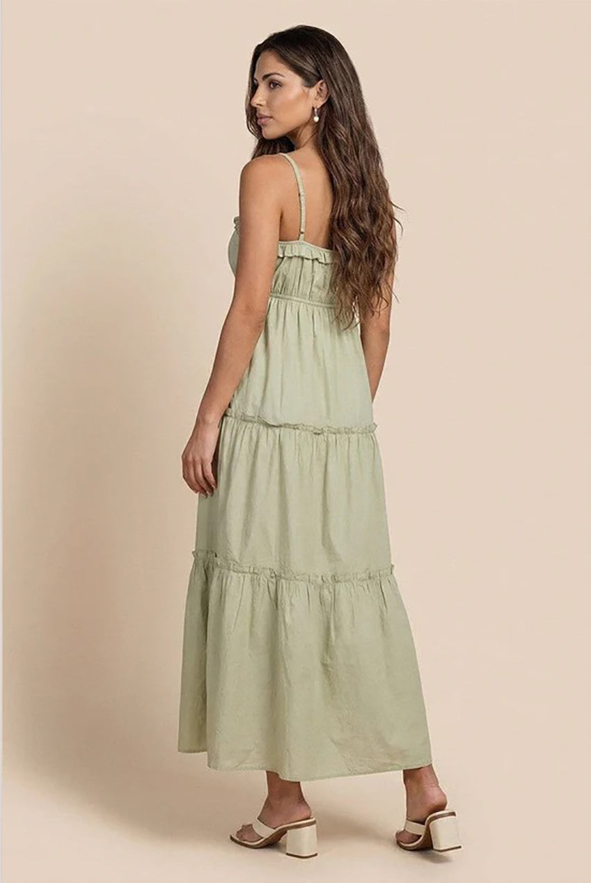 Sage Ruched Tiered Maxi Dress by Urban Bliss - 40DRS38735 C31