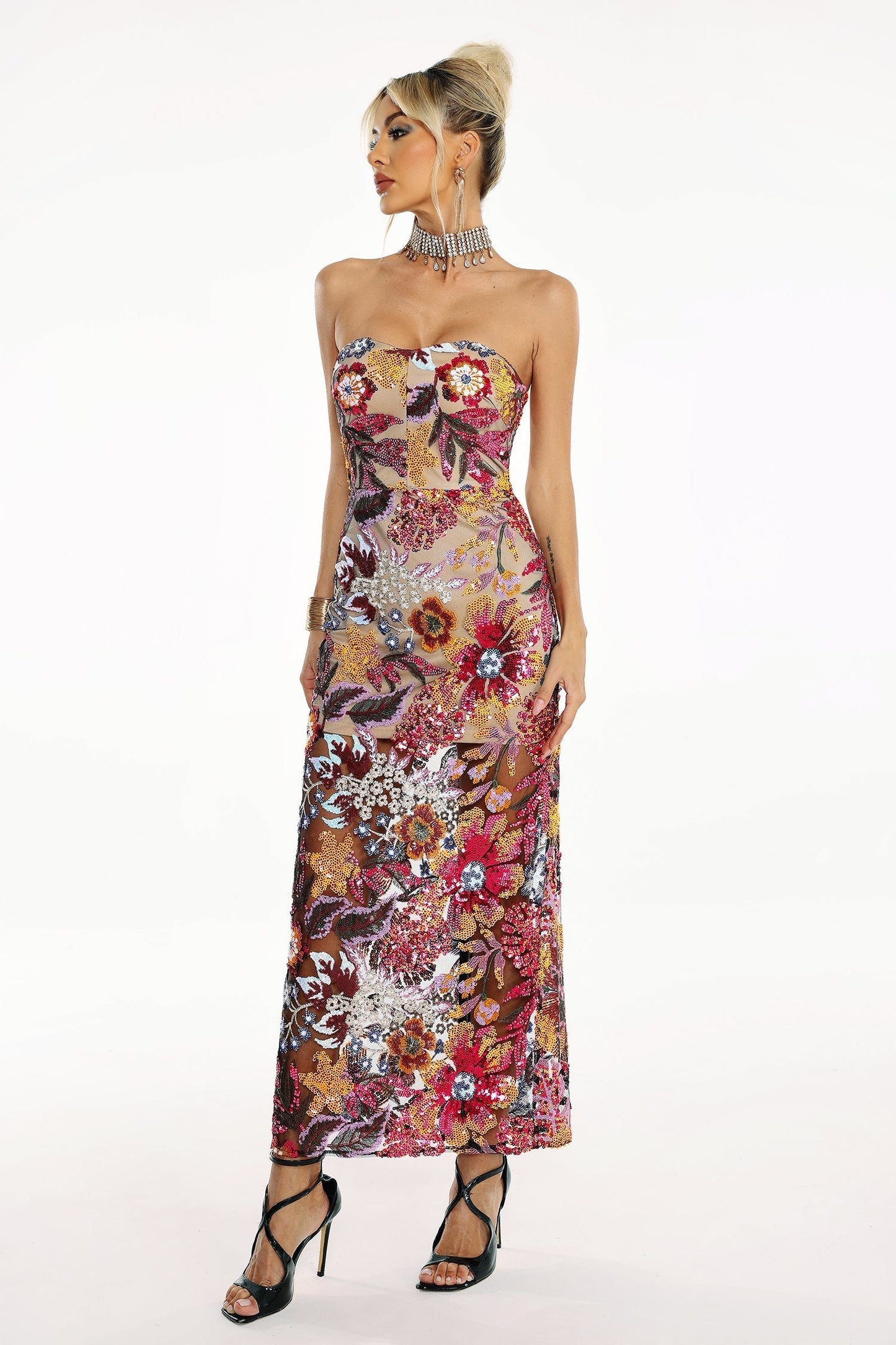Satu Floral Glitter Maxi Dress by Bella Barnett - D231100334