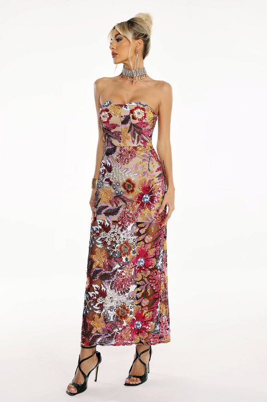Satu Floral Glitter Maxi Dress by Bella Barnett - D231100334