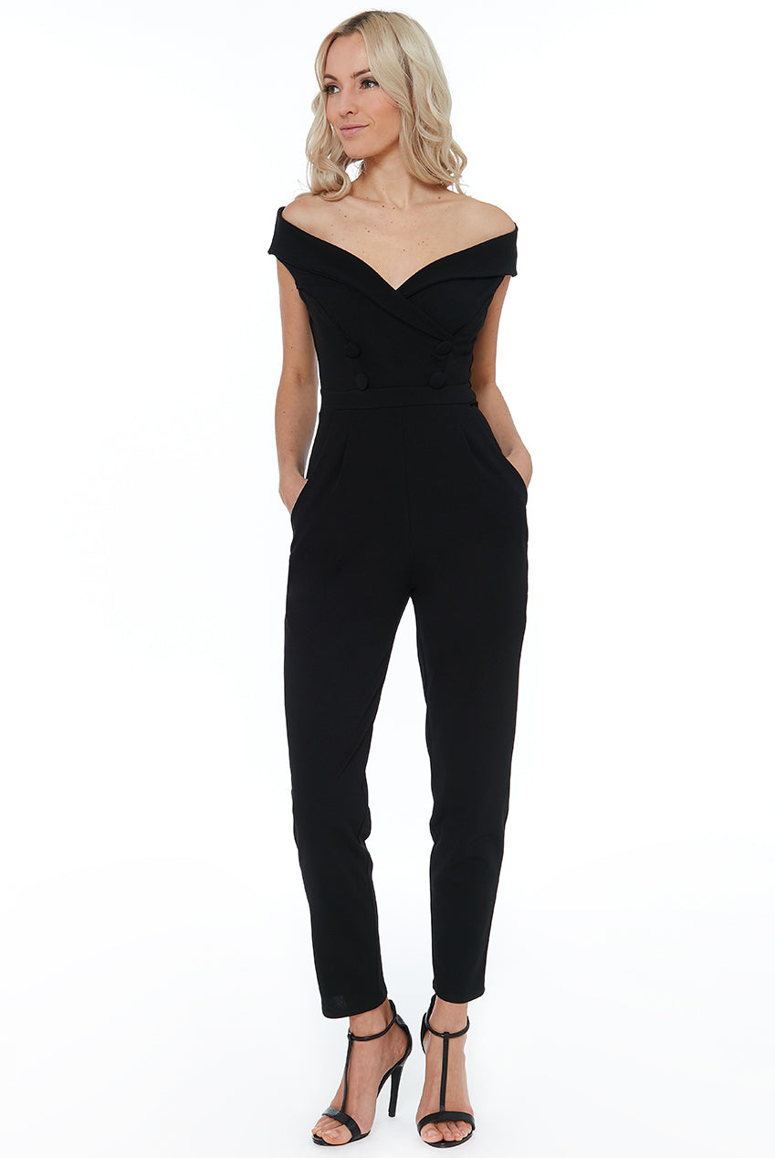 Goddiva Bardot Crossover Jumpsuit