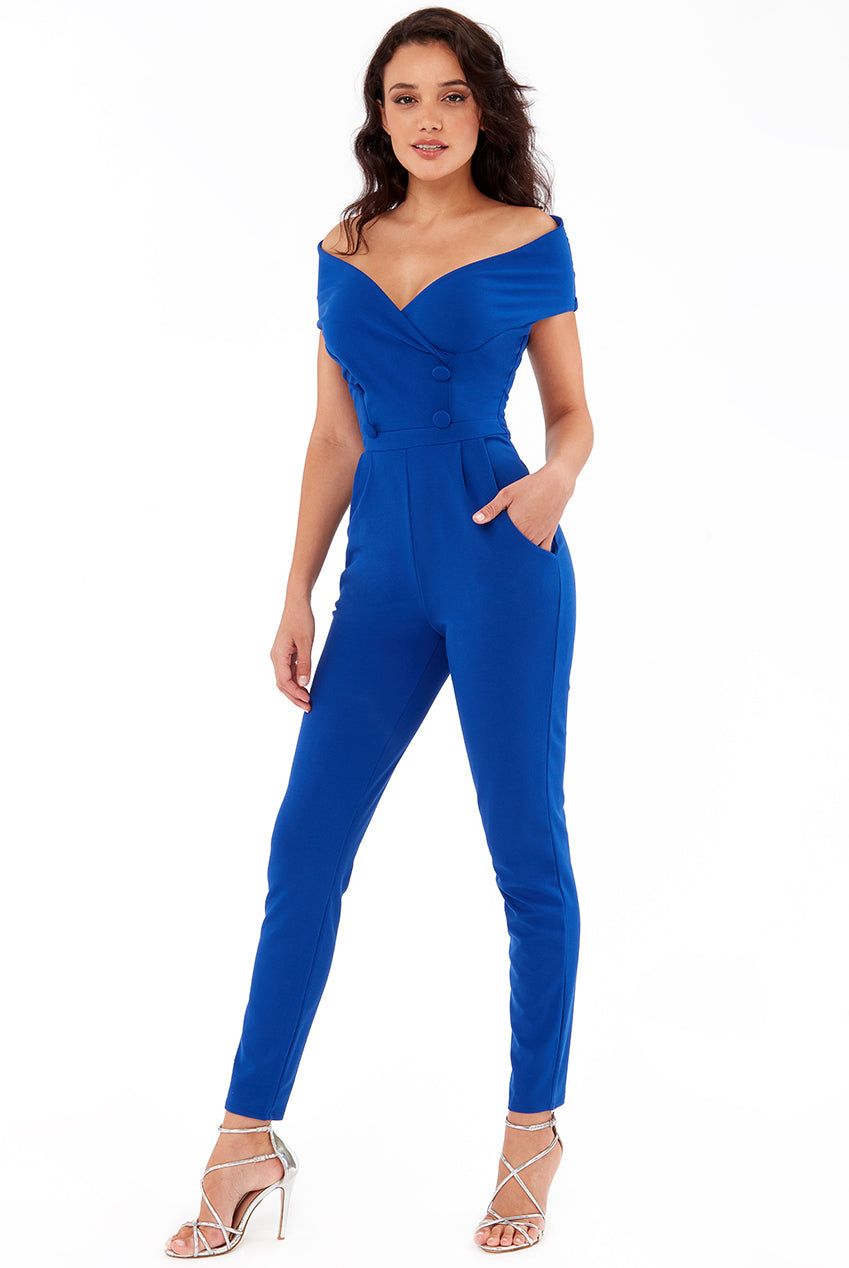 Goddiva Bardot Crossover Jumpsuit