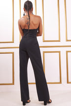 Goddiva Scuba Crepe Wrap Bodice Jumpsuit