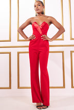 Goddiva Scuba Crepe Wrap Bodice Jumpsuit