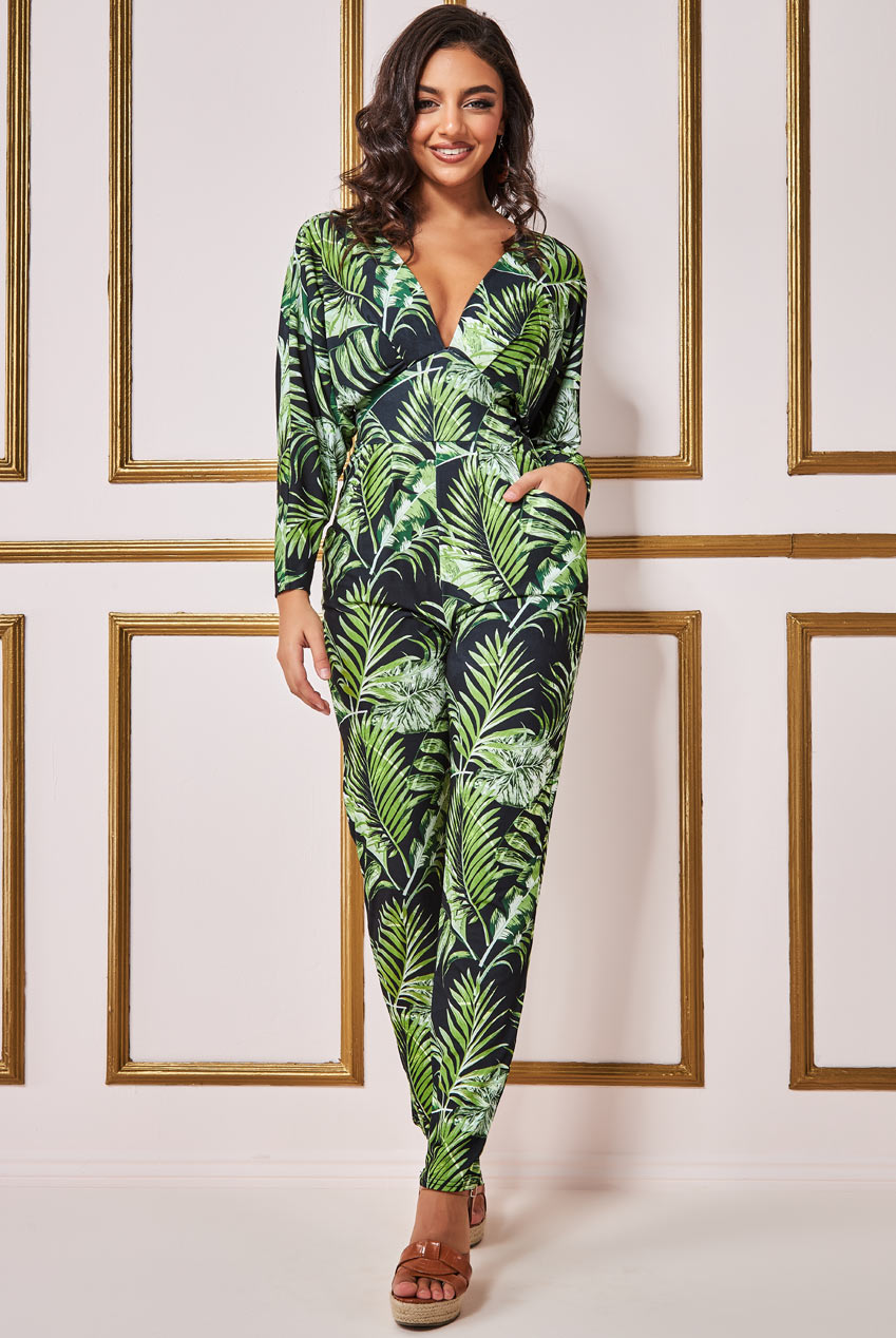 Goddiva Tropical Print Jumpsuit