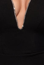 Goddiva Strapless Super Plunge Diamante Neck Maxi Dress