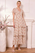 Ditsy Floral Cream Tiered Maxi Dress by Angeleye - Z042598